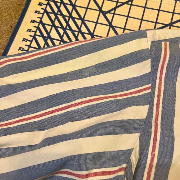 Vtg Ralph Lauren Oxford Shirt Mens L Striped Button Down Blue Red Flesh Pony - Picture 8 of 12
